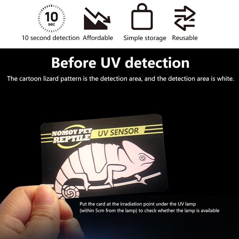 UVB Light Test Card for Reptiles – UV Bulb Tester Paper for Turtles, Lizards & Amphibians
