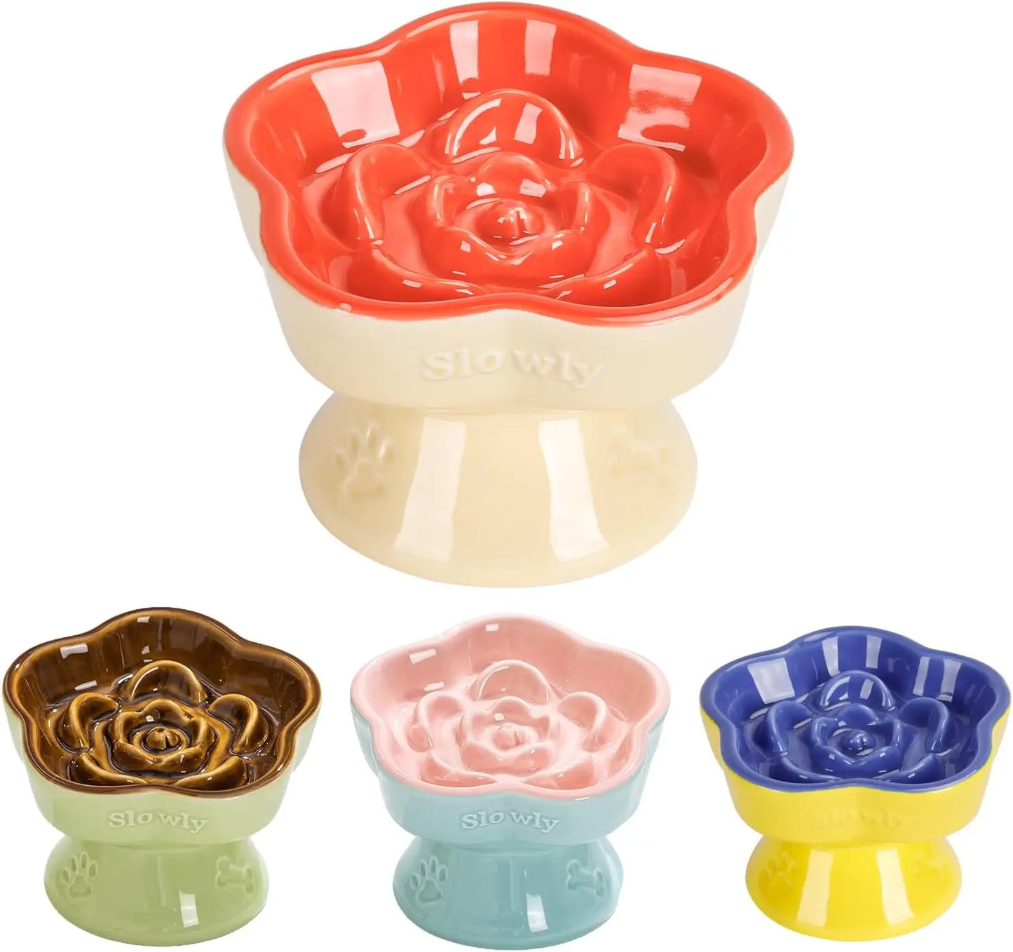 Elevated Ceramic Slow Feeder Bowl