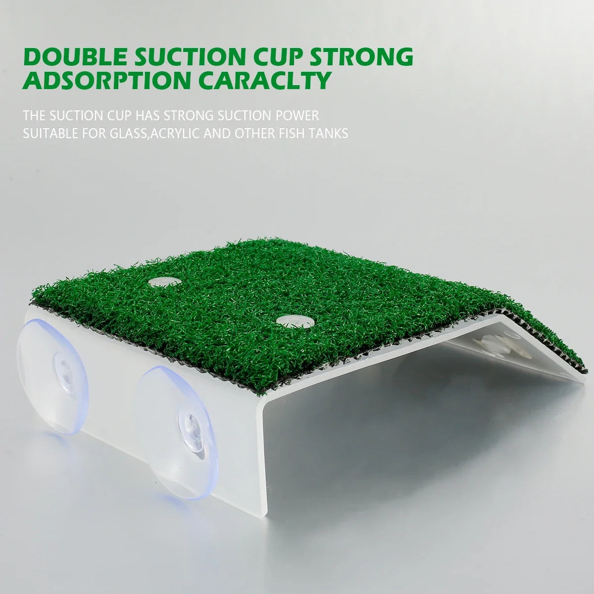 Floating Turtle Basking Platform – Suction-Cup Ramp with Simulated Grass for Aquariums & Terrariums