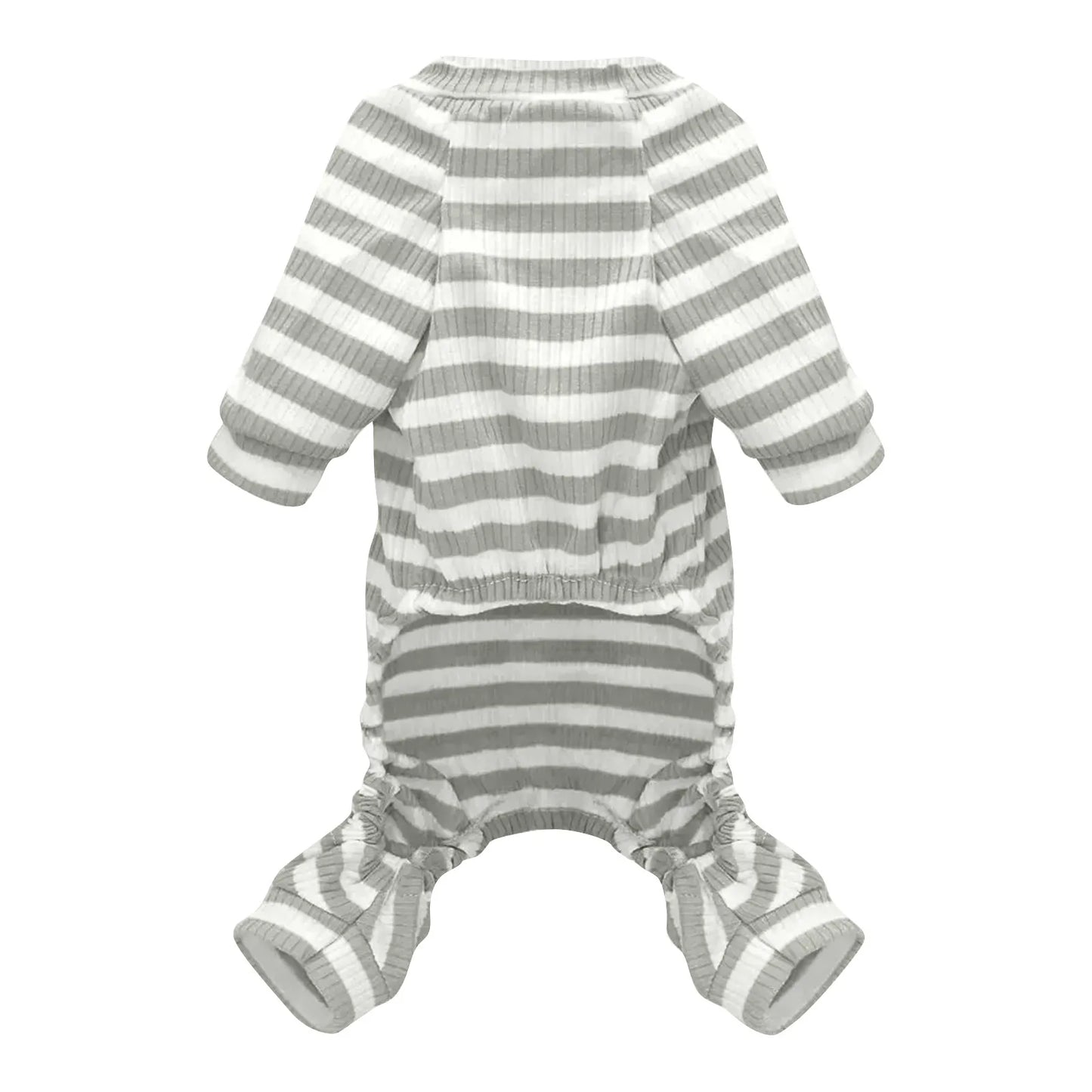 Cozy Striped Cotton Dog Pajamas – Soft Winter Jumpsuit for Small Dogs & Puppies