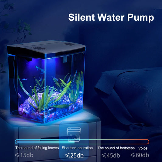 Mini Tabletop Fish Tank – Compact Self-Circulating Eco Aquarium