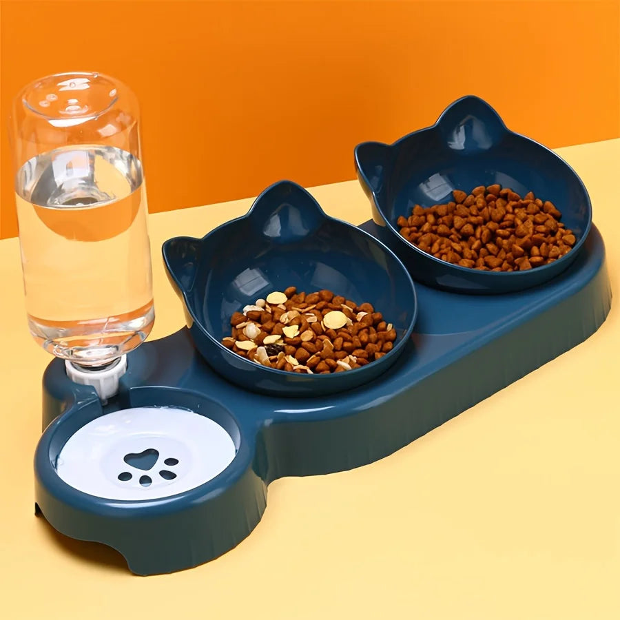 HydraTilt™ 3-in-1 Cat Bowl Set – Tilted Bowls with Gravity Feeder