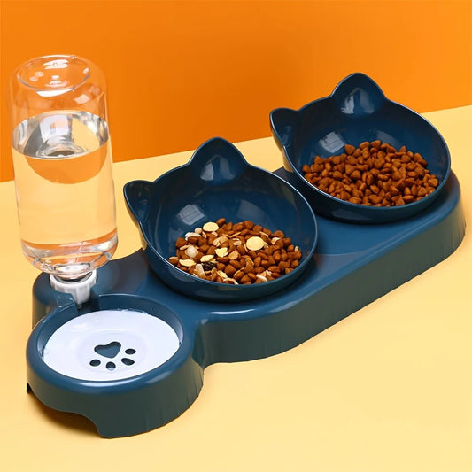 HydraTilt™ 3-in-1 Cat Bowl Set – Tilted Bowls with Gravity Feeder