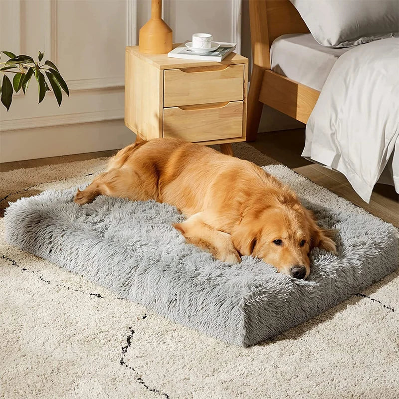 SnuggleSquare™ Plush Pet Bed Mat – Soft Washable Cushion