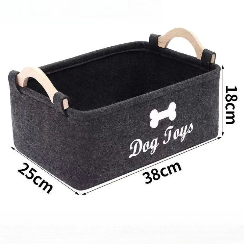 PawTidy™ Felt Pet Toy Storage Box – Soft Organizer Basket with Handles for Toys, Leashes & Pet Essentials