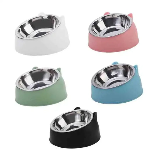 Tilted Pet Bowl with Bamboo Stand