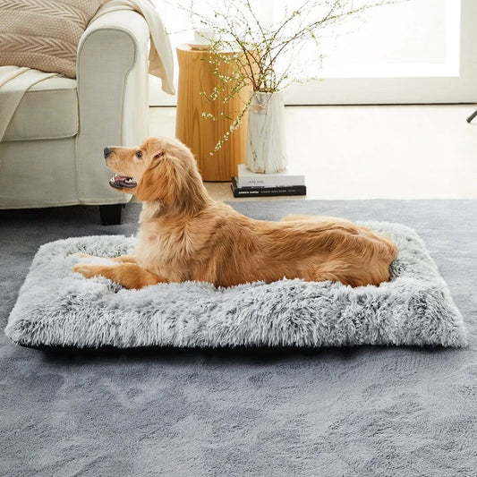 SnuggleSquare™ Plush Pet Bed Mat – Soft Washable Cushion