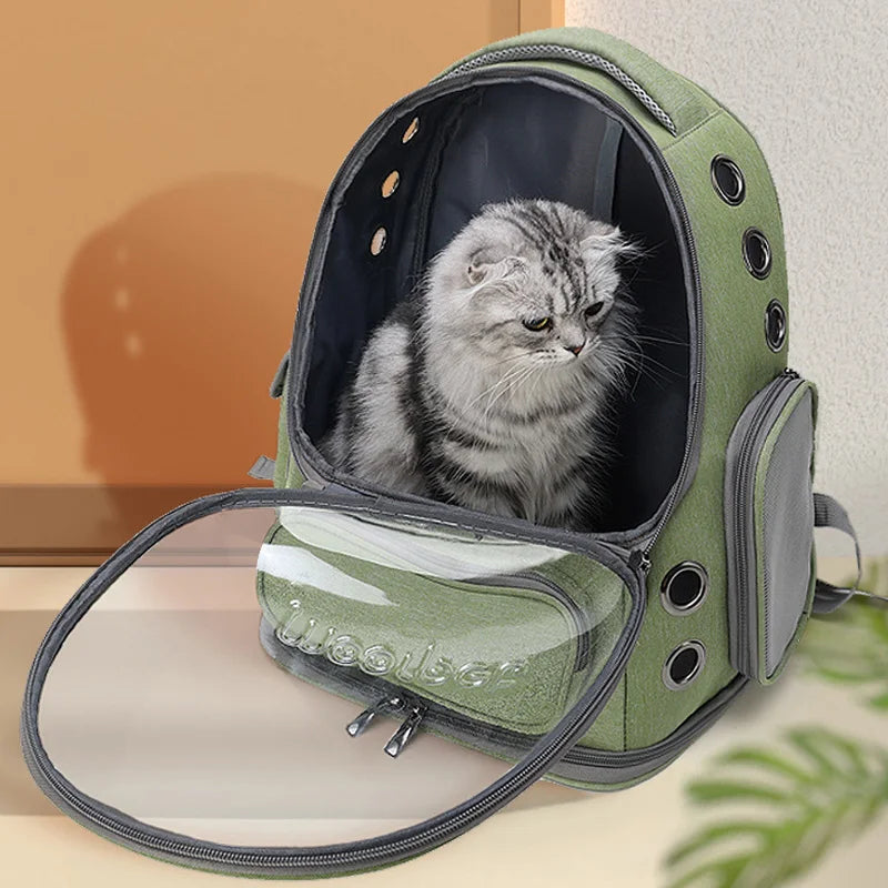 Transparent Cat & Small Dog Travel Backpack – Breathable Pet Carrier Bag for Outdoor Adventures