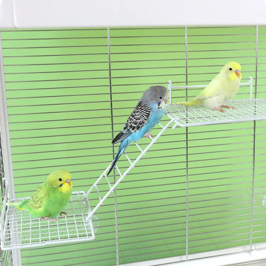 Stainless Steel Bird Platform Toy – Parrot & Small Pet Cage Resting Perch with Ladder