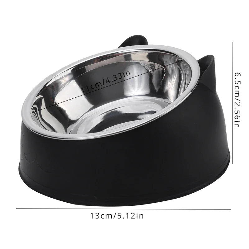 Tilted Pet Bowl with Bamboo Stand