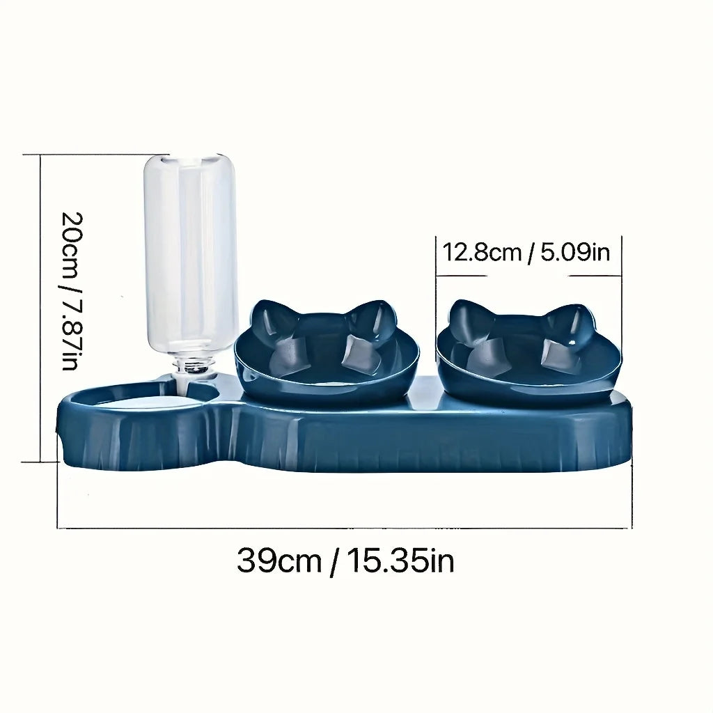 HydraTilt™ 3-in-1 Cat Bowl Set – Tilted Bowls with Gravity Feeder