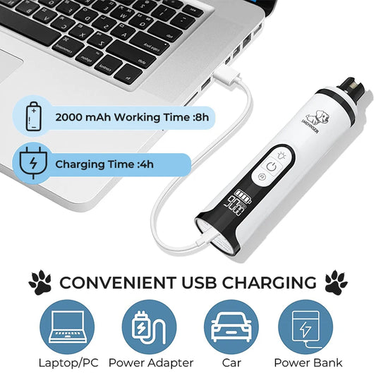 Rechargeable Electric Pet Nail Grinder – Quiet & Gentle Grooming Tool for Dogs & Cats