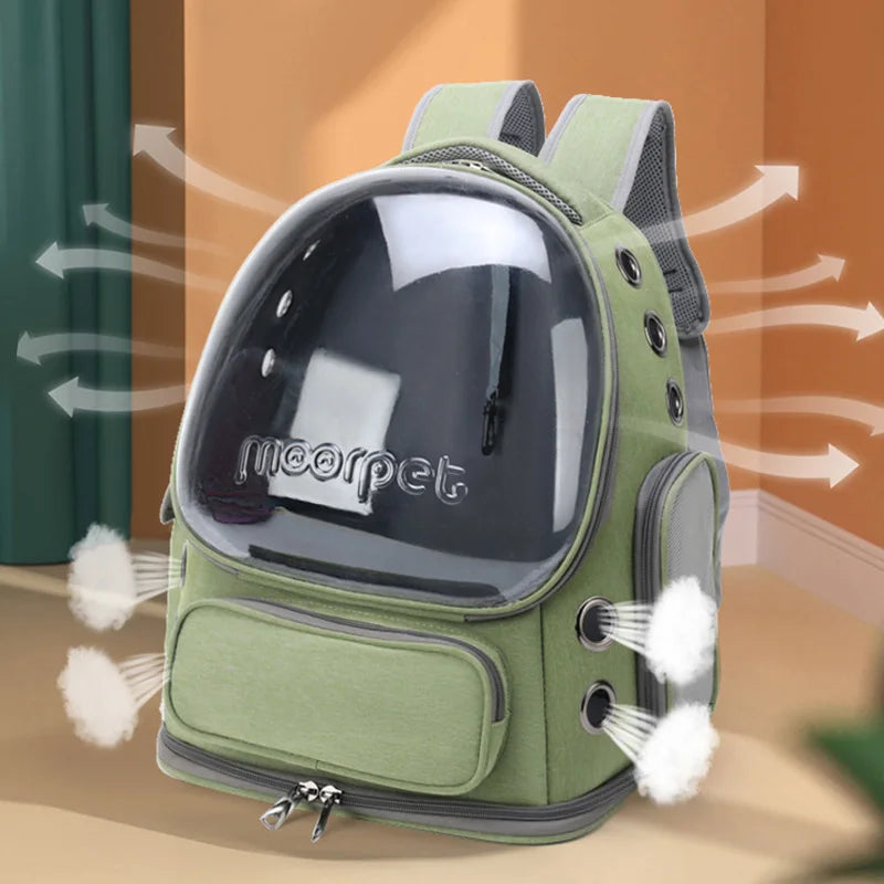 Transparent Cat & Small Dog Travel Backpack – Breathable Pet Carrier Bag for Outdoor Adventures