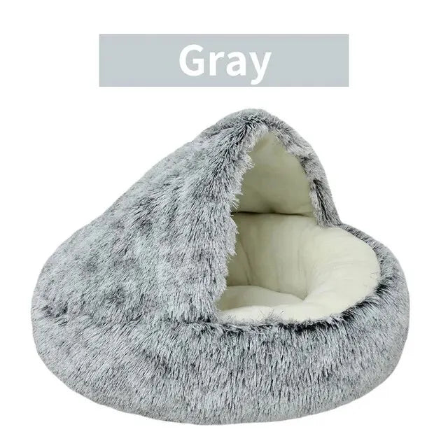 CozyCave™ Plush Hooded Pet Bed – Fluffy 2-in-1 Nest for Cats