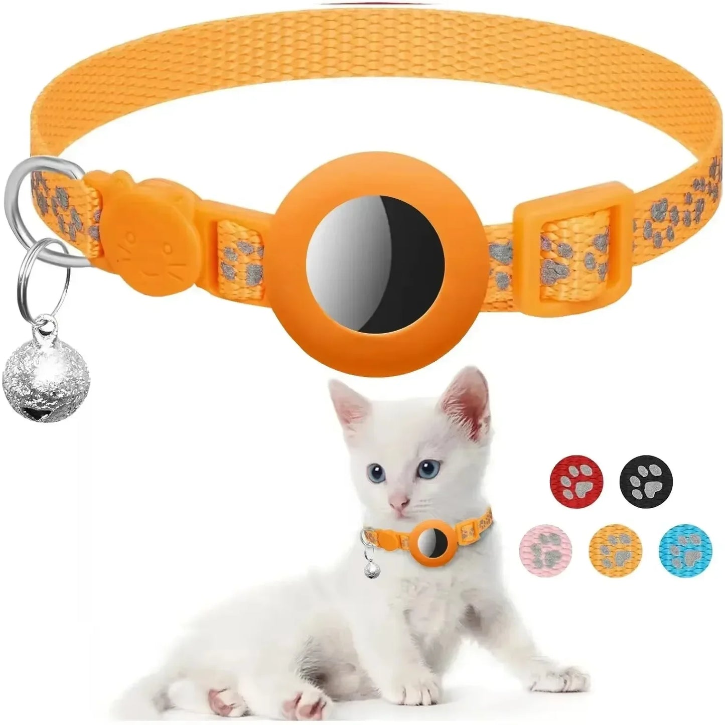 TrackPaws™ Breakaway AirTag Cat Collar – Reflective with Bell & Holder