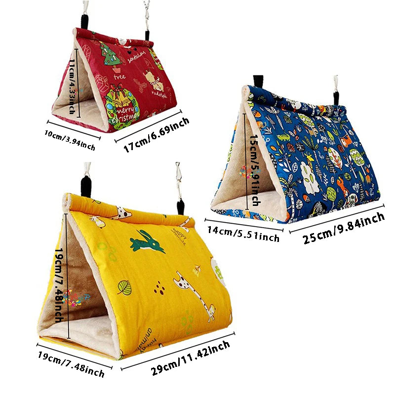 Cozy Triangle Bird Hammock – Hanging Warm Nest Bed for Parrots & Small Birds
