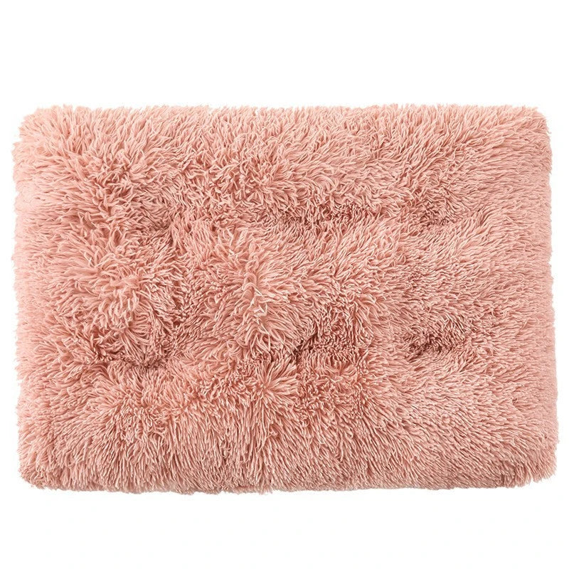 SnuggleSquare™ Plush Pet Bed Mat – Soft Washable Cushion