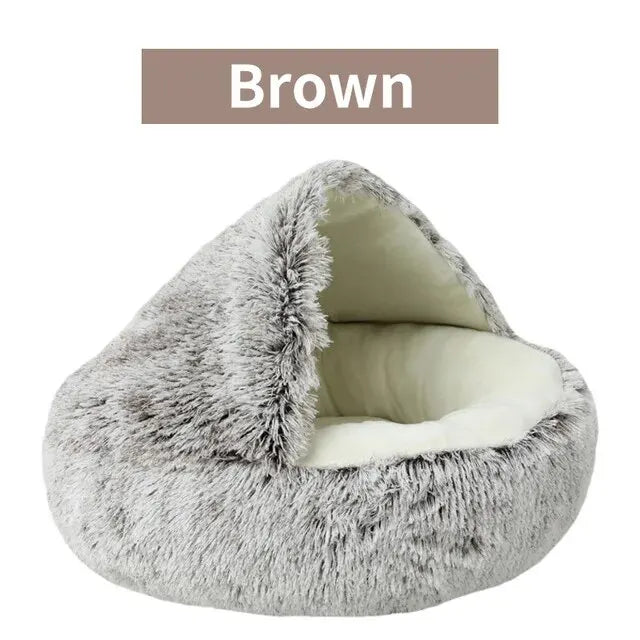 CozyCave™ Plush Hooded Pet Bed – Fluffy 2-in-1 Nest for Cats