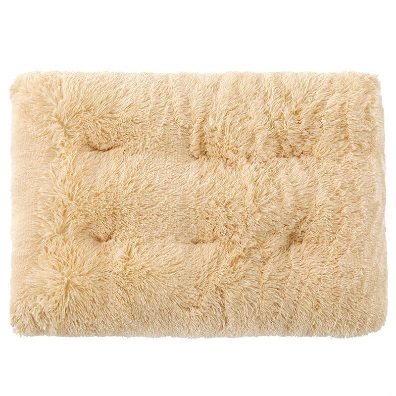SnuggleSquare™ Plush Pet Bed Mat – Soft Washable Cushion