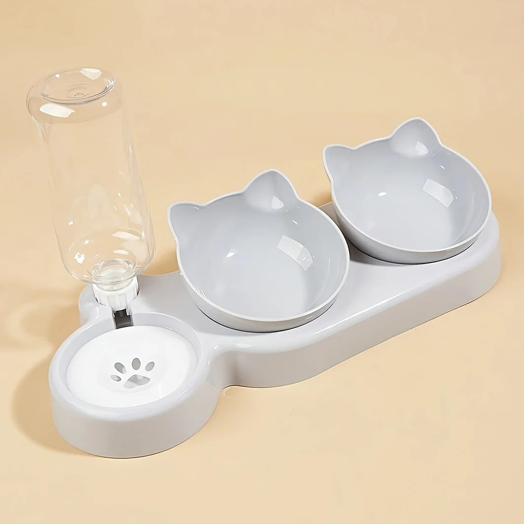 HydraTilt™ 3-in-1 Cat Bowl Set – Tilted Bowls with Gravity Feeder
