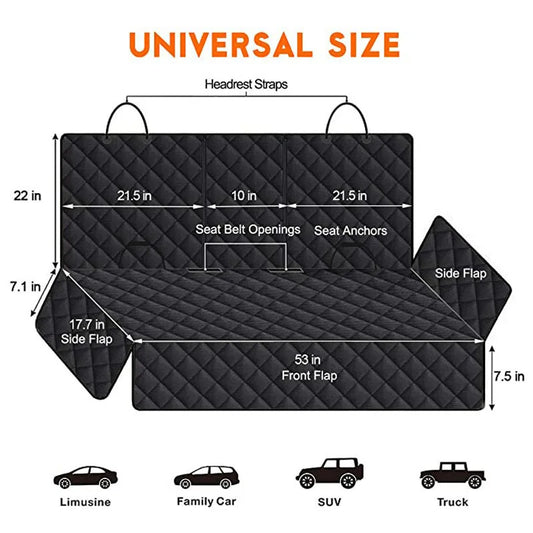 RideGuard™ Waterproof Dog Car Seat Cover – Nonslip Back Seat Protector