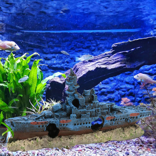 Sunken Shipwreck Aquarium Ornament – Underwater Hideout & Tank Decoration