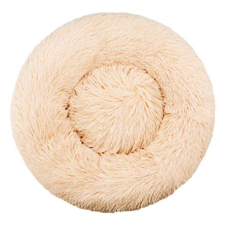 Plush Round Pet Bed – Washable & Warm for Dogs and Cats
