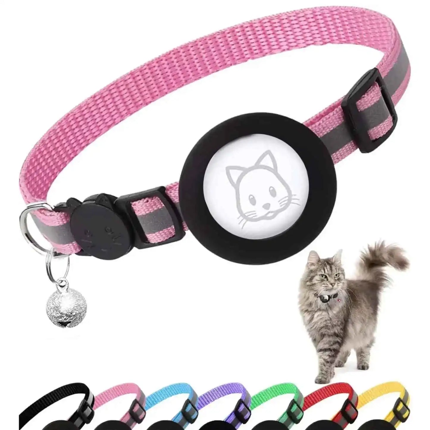 TrackPaws™ Breakaway AirTag Cat Collar – Reflective with Bell & Holder