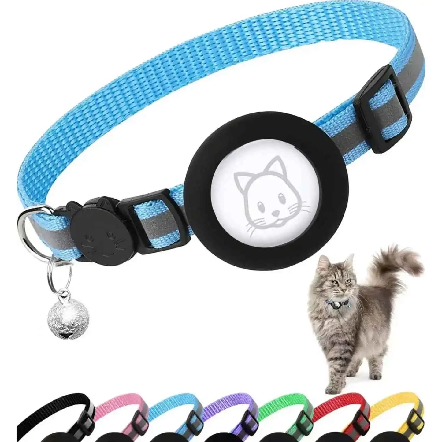 TrackPaws™ Breakaway AirTag Cat Collar – Reflective with Bell & Holder