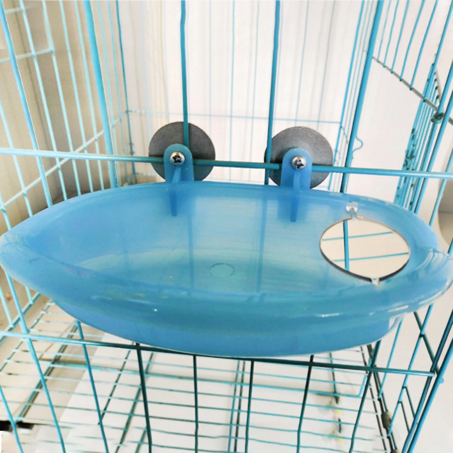 Mirrored Bird Bath Basin – Cage-Mount Shower & Play Toy for Parrots & Small Birds