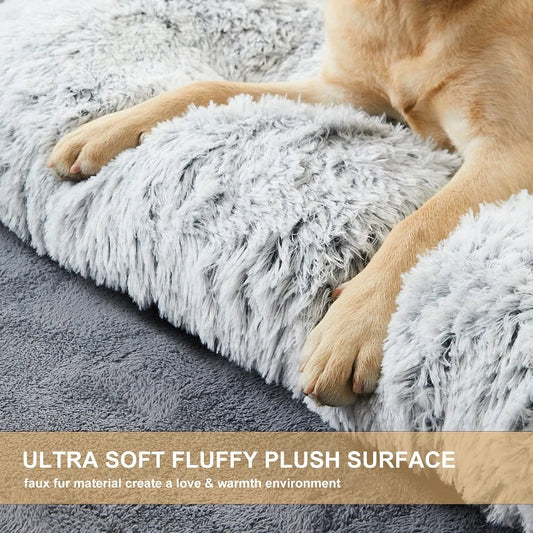 SnuggleSquare™ Plush Pet Bed Mat – Soft Washable Cushion