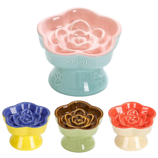 Elevated Ceramic Slow Feeder Bowl