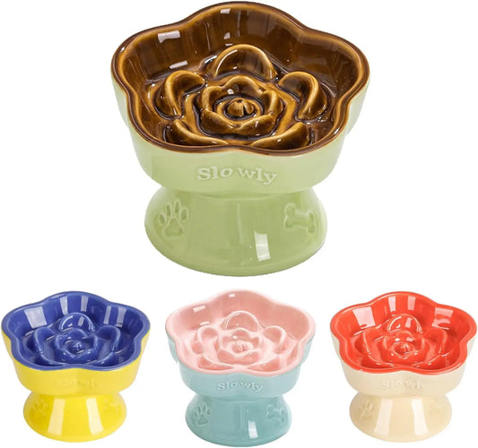 Elevated Ceramic Slow Feeder Bowl