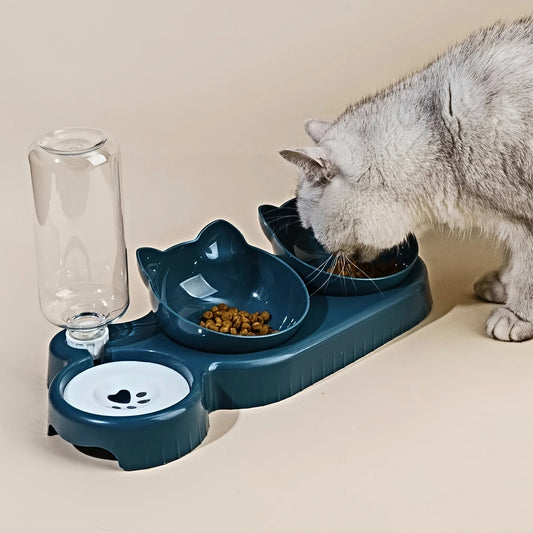 HydraTilt™ 3-in-1 Cat Bowl Set – Tilted Bowls with Gravity Feeder