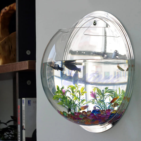 Wall-Mounted Acrylic Fish Bowl – Transparent Hanging Aquarium & Plant Planter