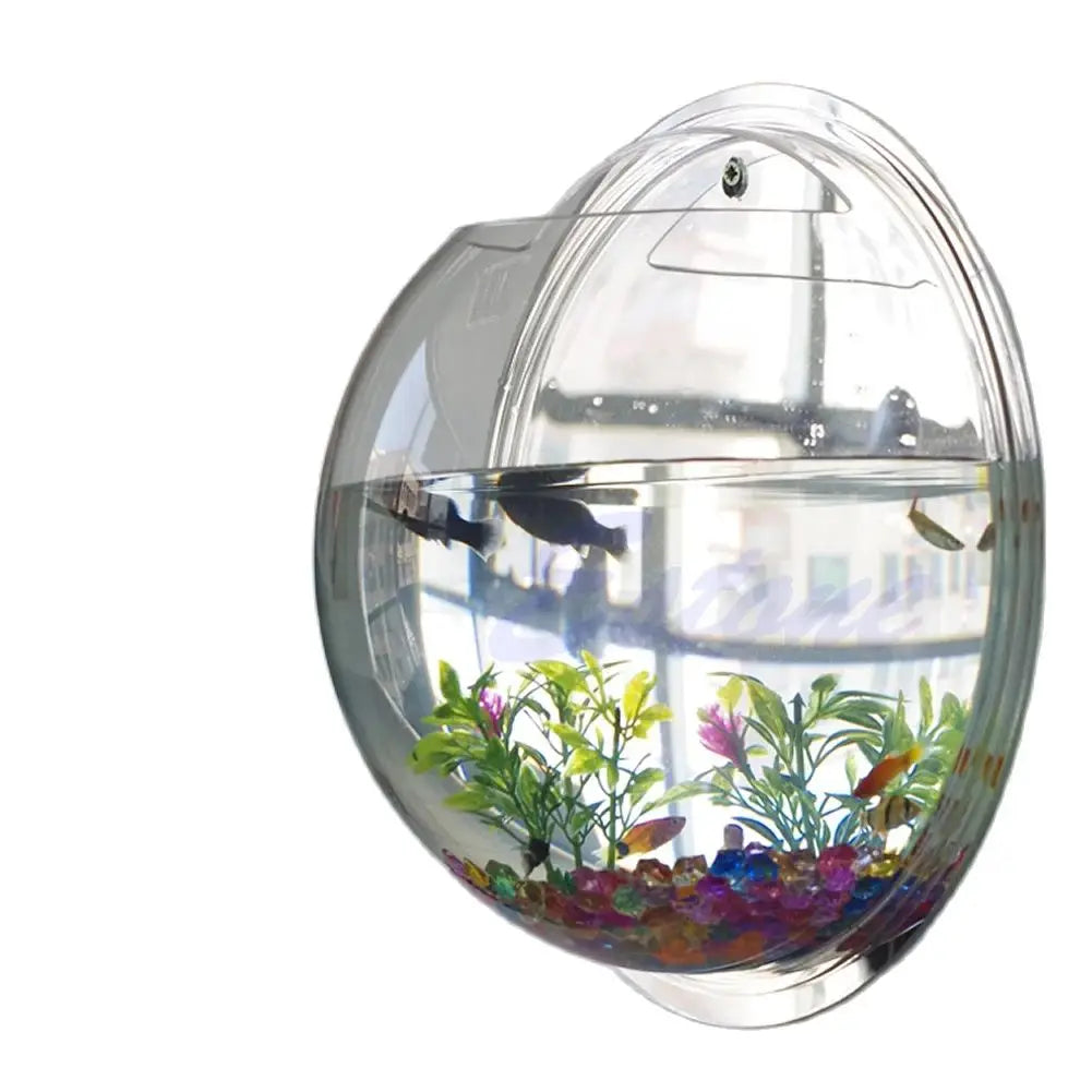 Wall-Mounted Acrylic Fish Bowl – Transparent Hanging Aquarium & Plant Planter