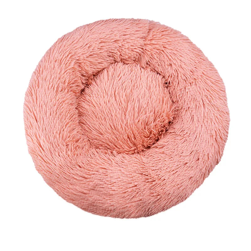 Plush Round Pet Bed – Washable & Warm for Dogs and Cats