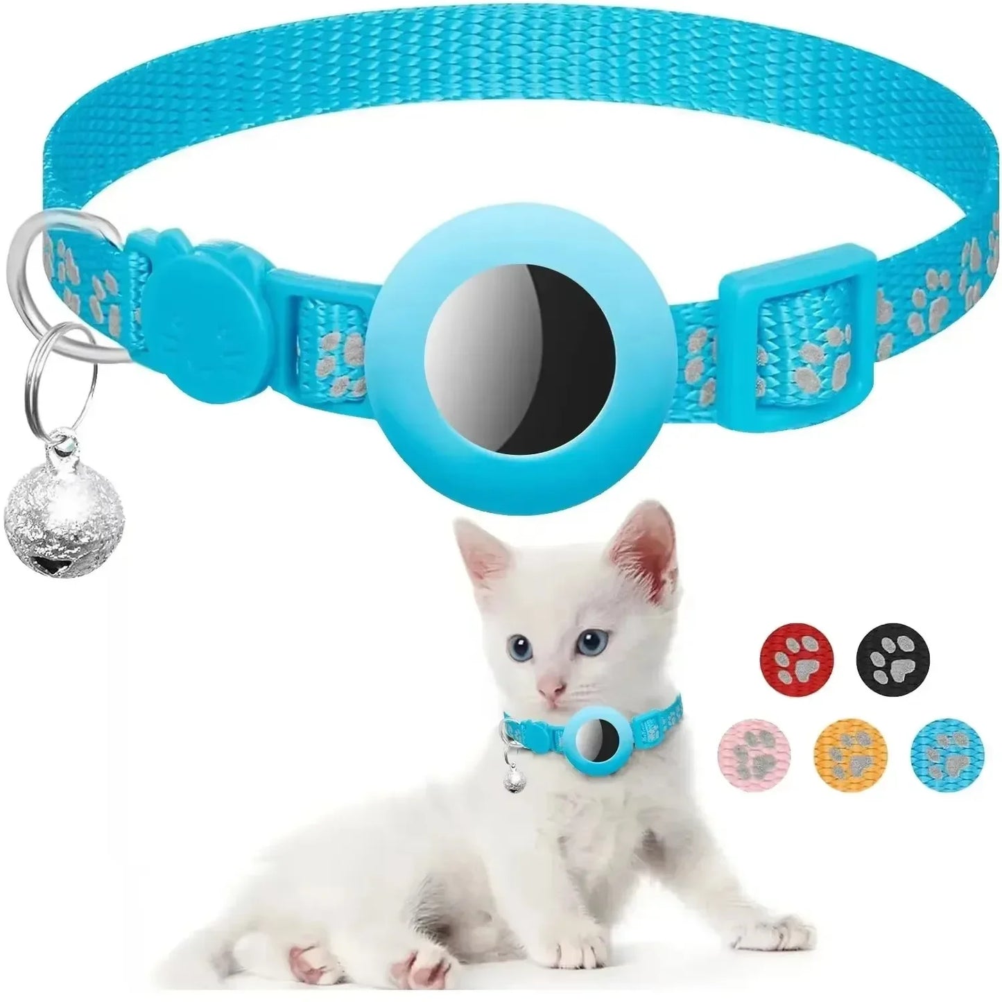TrackPaws™ Breakaway AirTag Cat Collar – Reflective with Bell & Holder