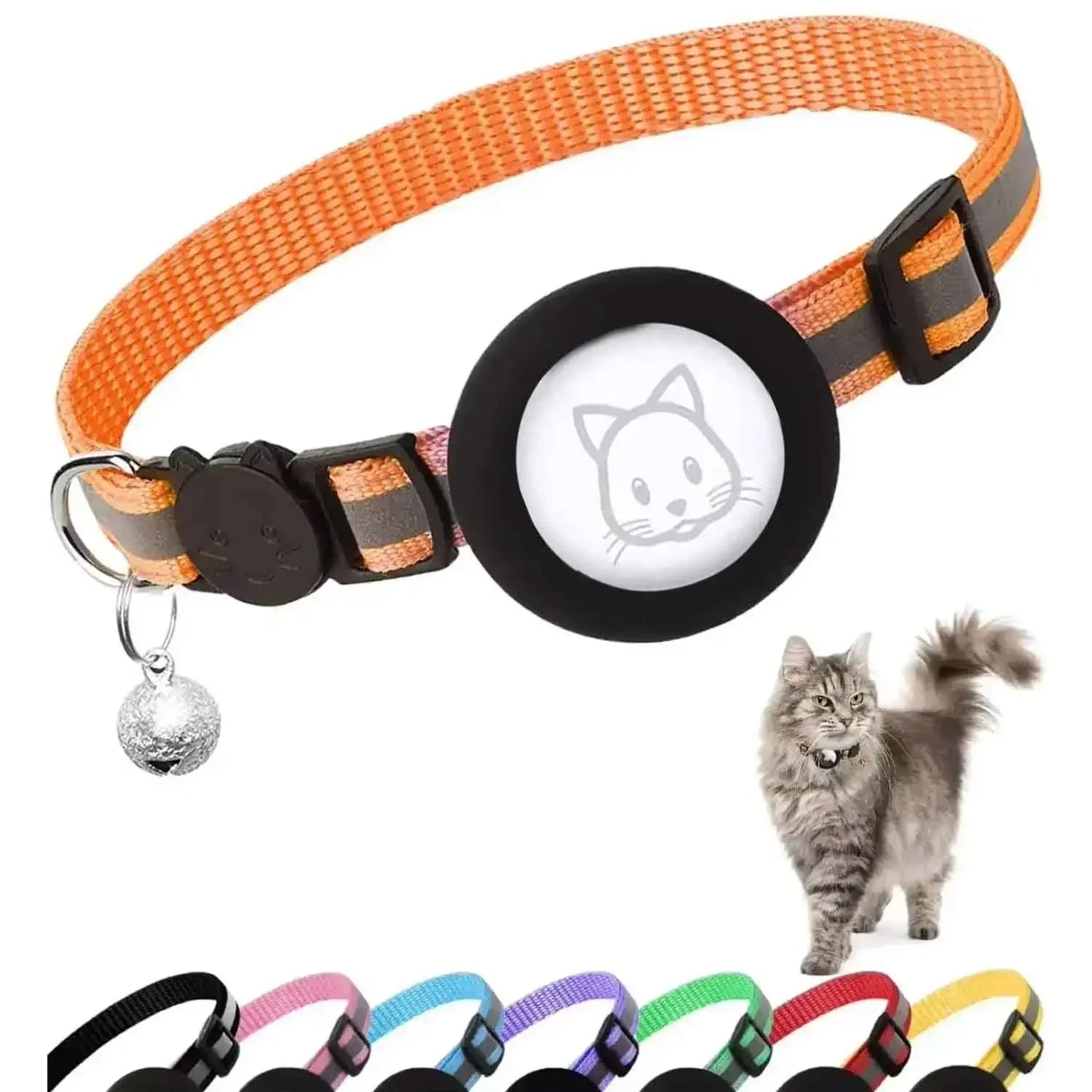 TrackPaws™ Breakaway AirTag Cat Collar – Reflective with Bell & Holder