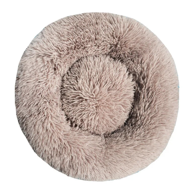 Plush Round Pet Bed – Washable & Warm for Dogs and Cats
