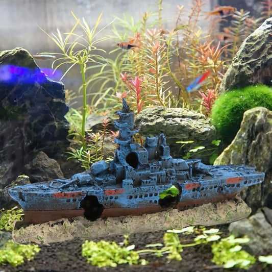 Sunken Shipwreck Aquarium Ornament – Underwater Hideout & Tank Decoration