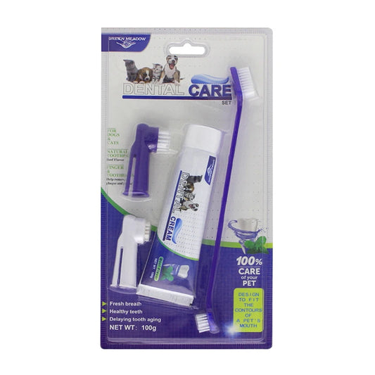 4-Piece Dog Dental Kit – Toothpaste, Toothbrush & Fingerbrush