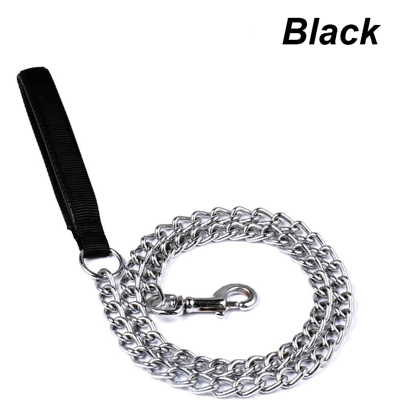 SteelPaw™ Anti-Bite Chain Leash – 120cm Metal Dog Leash with Soft Grip Handle