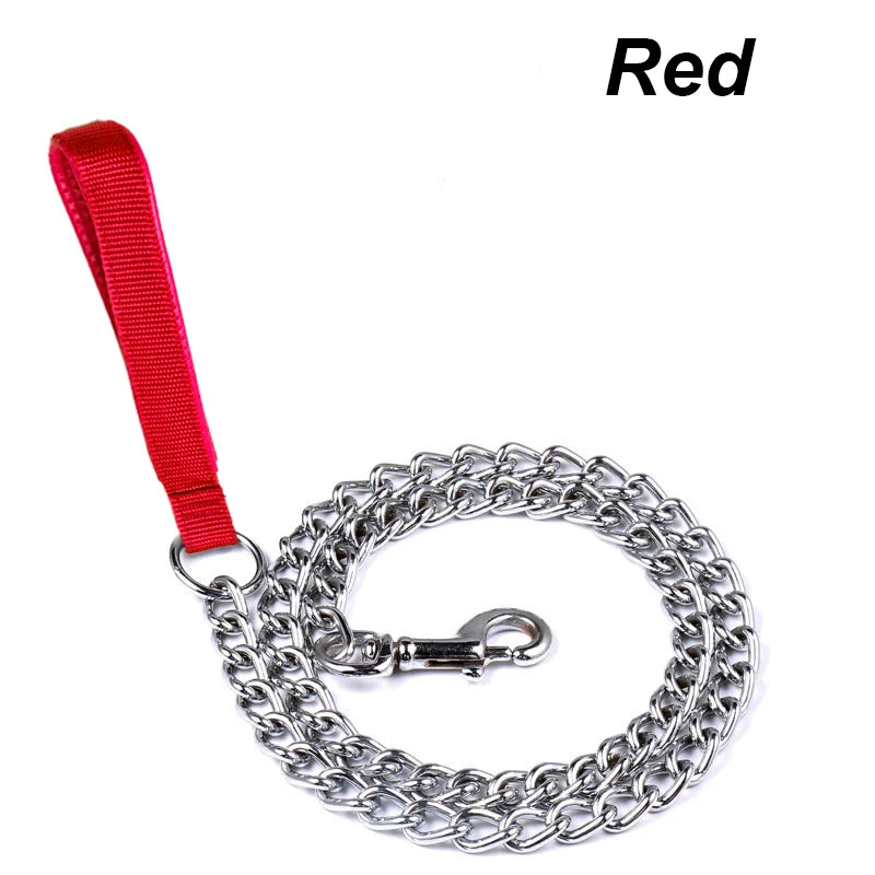 SteelPaw™ Anti-Bite Chain Leash – 120cm Metal Dog Leash with Soft Grip Handle