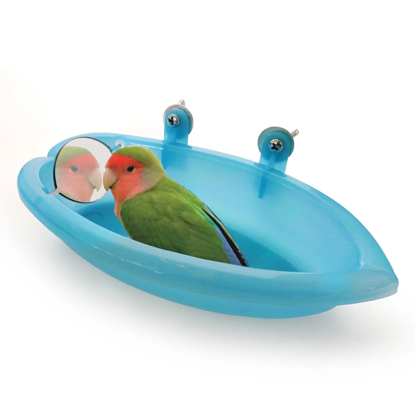 Mirrored Bird Bath Basin – Cage-Mount Shower & Play Toy for Parrots & Small Birds