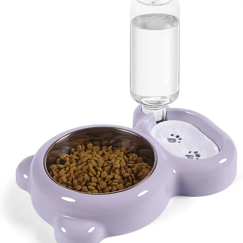 PawSip™ Double Bowl Cat Feeder – Food & Water Dispenser Set