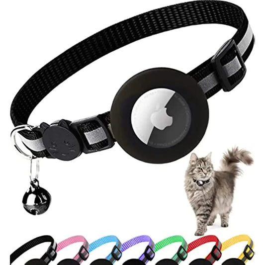 TrackPaws™ Breakaway AirTag Cat Collar – Reflective with Bell & Holder