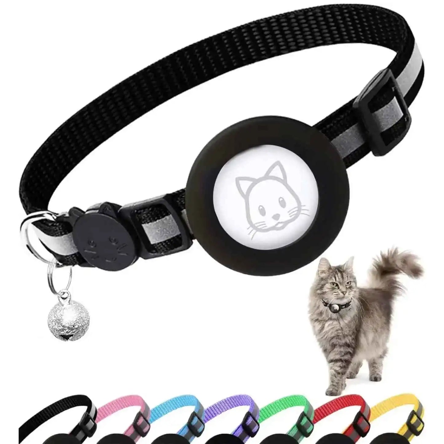 TrackPaws™ Breakaway AirTag Cat Collar – Reflective with Bell & Holder