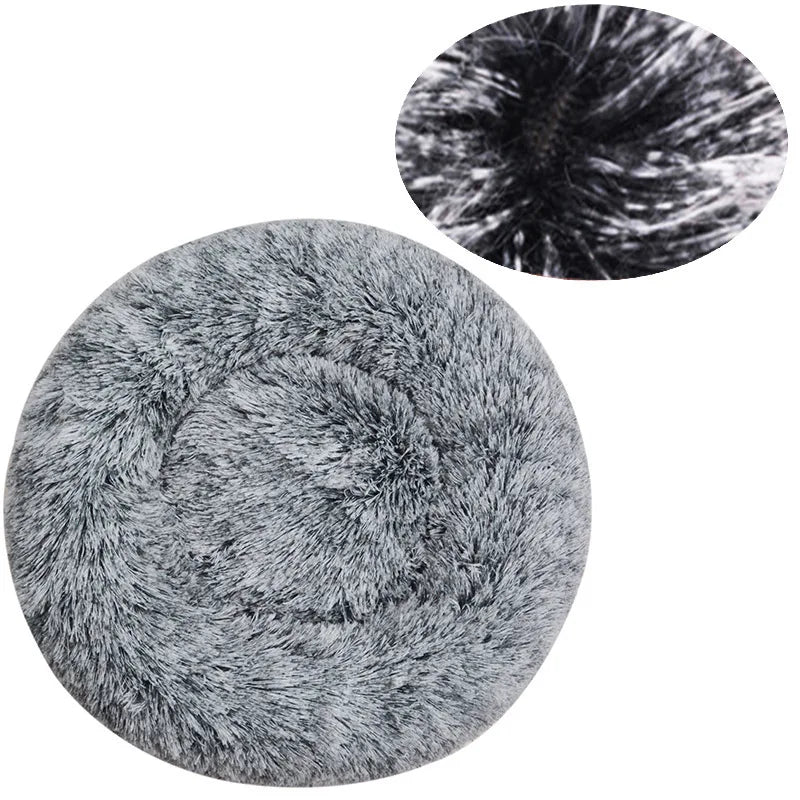 Plush Round Pet Bed – Washable & Warm for Dogs and Cats