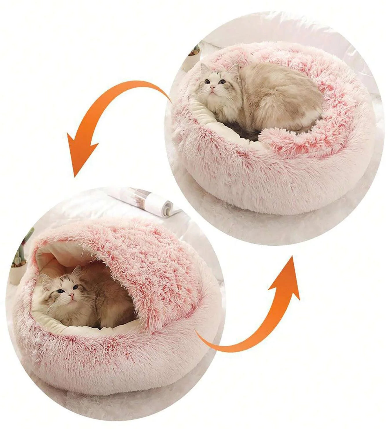 CozyCave™ Plush Hooded Pet Bed – Fluffy 2-in-1 Nest for Cats